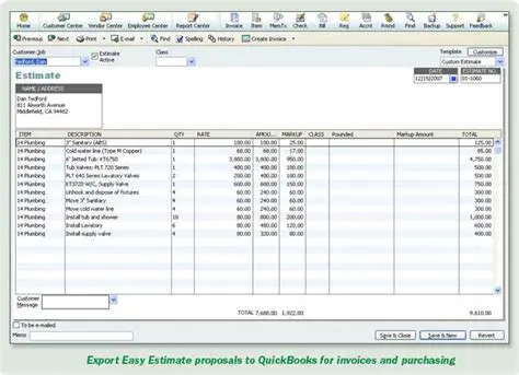 Key Features of QuickBooks Easy Estimate