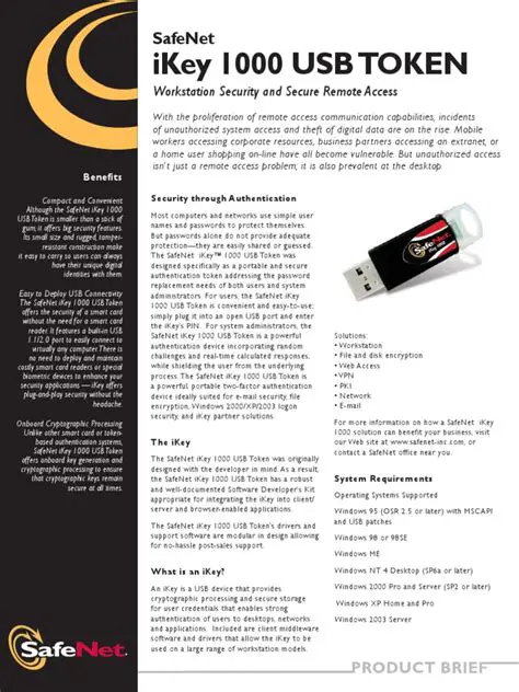Key Features of SafeNet iKey 1000 Authentication Solution