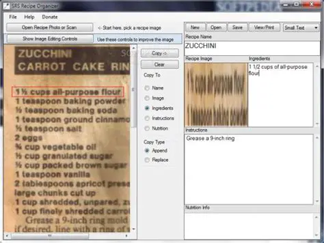 Key Features of SRS Recipe Organizer
