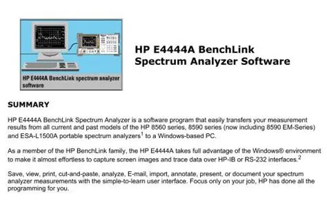 Key Features of the Agilent E4444A BenchLink Spectrum Analyzer
