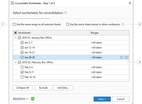 Key Features of the Consolidate Worksheets Wizard