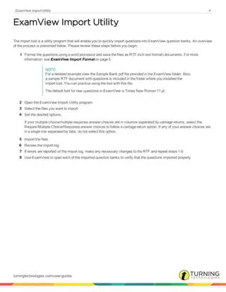 Key Features of the ExamView Import Utility