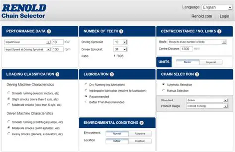 Key Features of the Renold Chain Drive Selector Software
