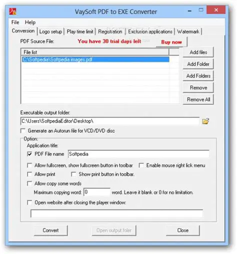 Key Features of VaySoft PDF to EXE Converter