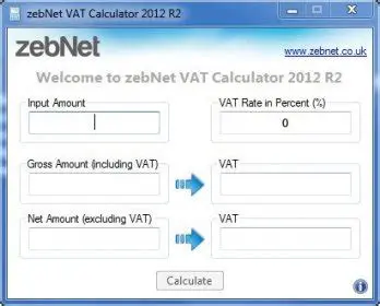 Key Features of zebNet VAT Calculator 2012 R2