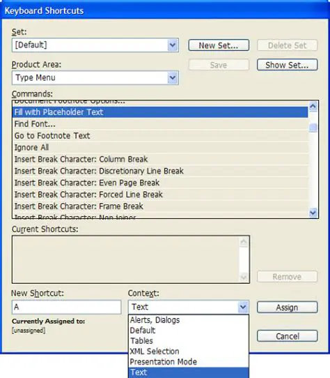 Keyboard Shortcuts and Context Menus