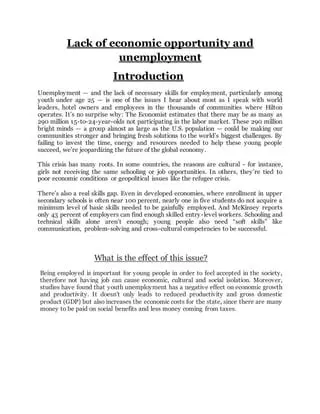 Lack of Economic Opportunities