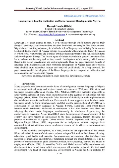 Language as a Unifying Factor