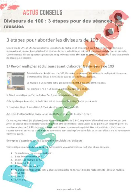Les diviseurs premiers de 100