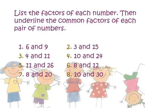 List the factors of each number