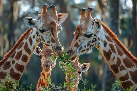 Long necks of giraffes for feeding in the tops of trees