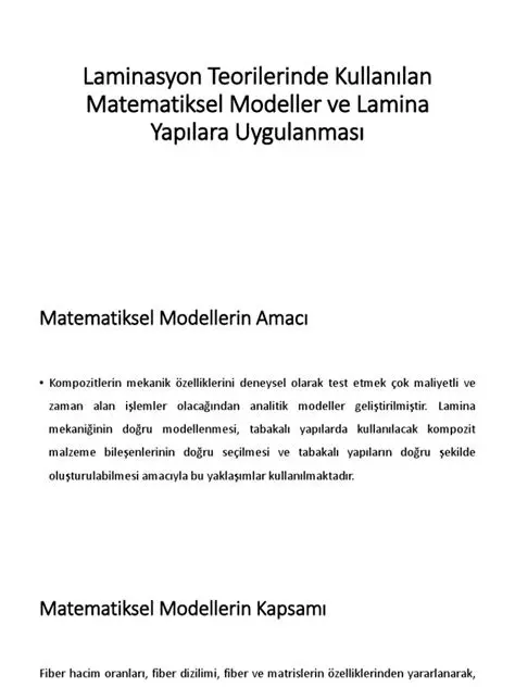 Matematiksel Modeller Kullanma