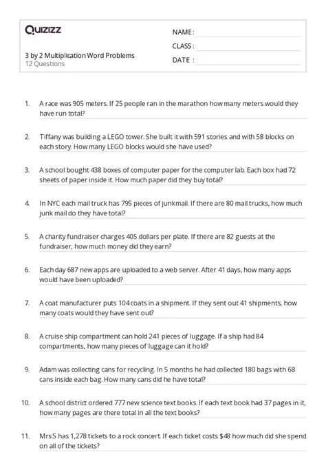 Math Word Problem for Class Five