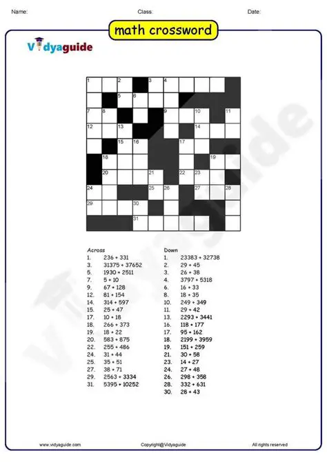 Mathematical Concepts in Crossword Puzzles