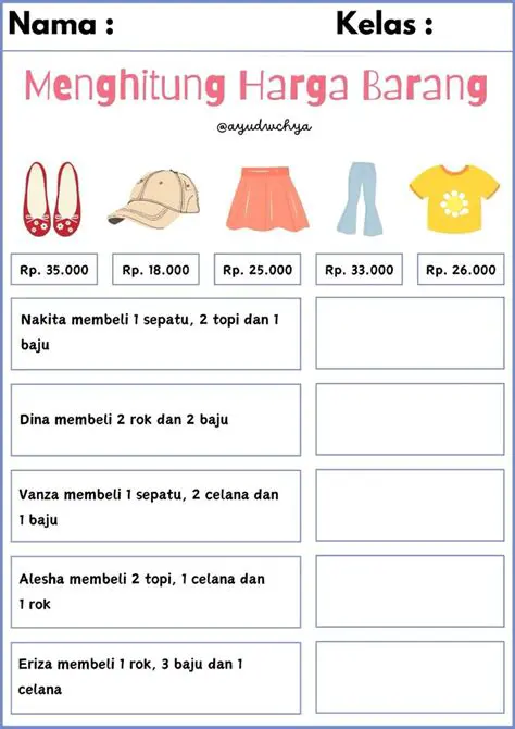 Menghitung Harga Benda A dan Benda B