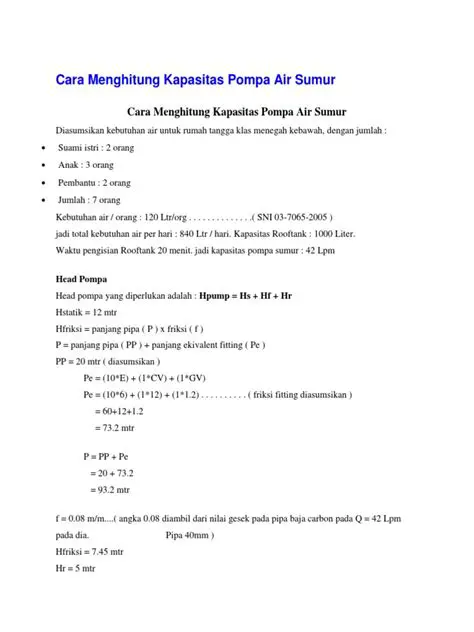 Menghitung Kapasitas Pompa Air