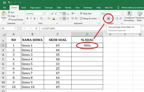 Menghitung Persentase Benar