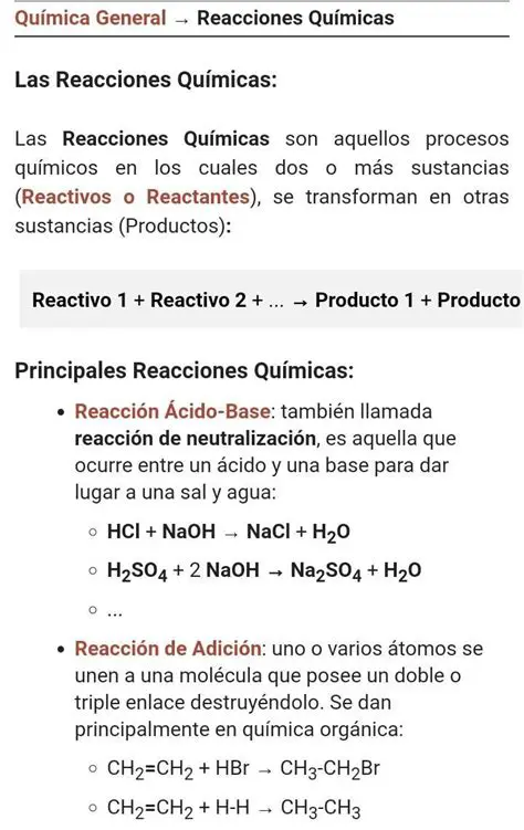 Nombres de los reactivos y productos