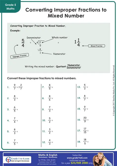 Not converting mixed numbers to improper fractions