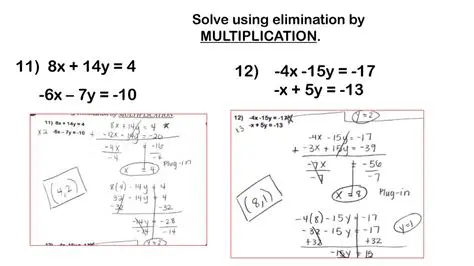 Not multiplying the equations by the necessary scalars