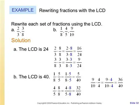 Not rewriting the fractions with the LCD