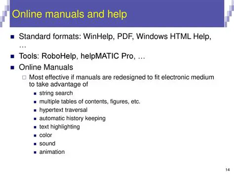 Online Help and Electronic Manual