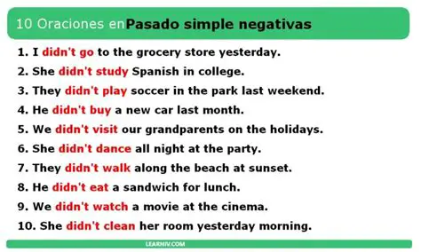 Oraciones Negativas en Pasado Simple