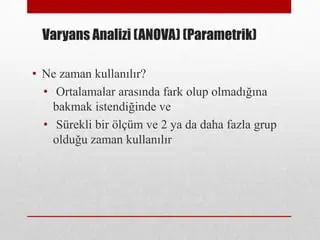 Ortalamalar ve Varyans problemleri