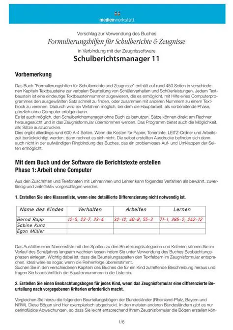 Overview of Schulberichtsmanager