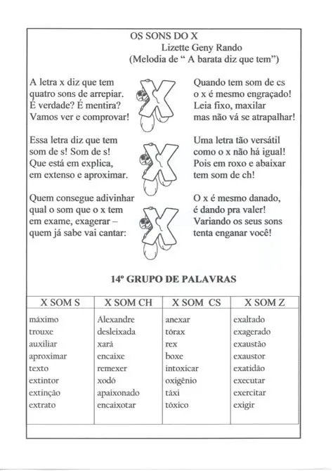 Palavras com o Som da Letra X