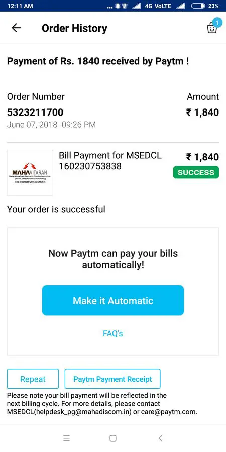 Payment not reflected in the system