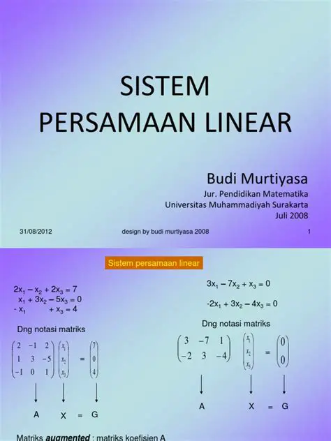 Pengenalan Sistem Persamaan Linear