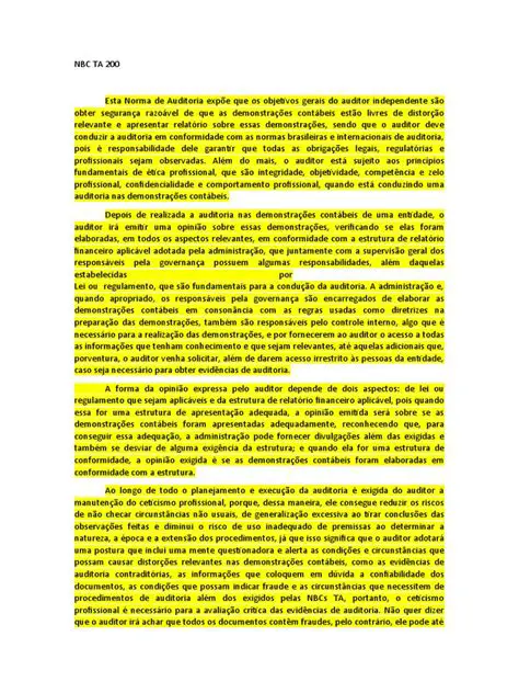 Perguntas e Respostas sobre a NBC TA 200