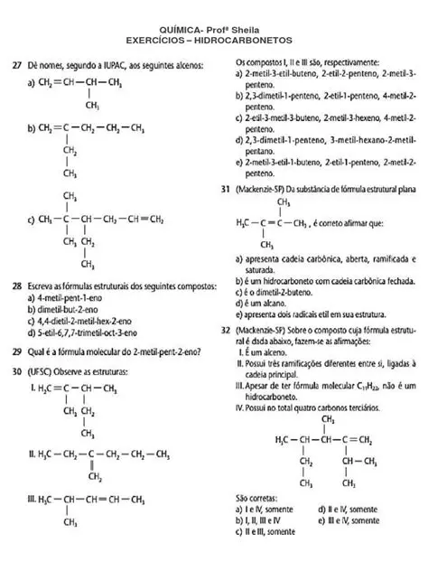 Perguntas e Respostas sobre Estrutura de Hidrocarbonetos
