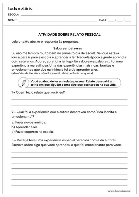 Perguntas e Respostas sobre Relatos Pessoais