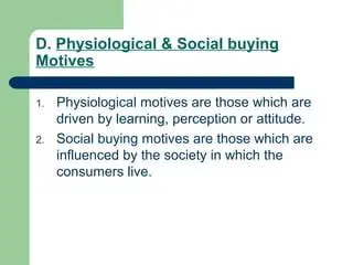 Physiological buying motives