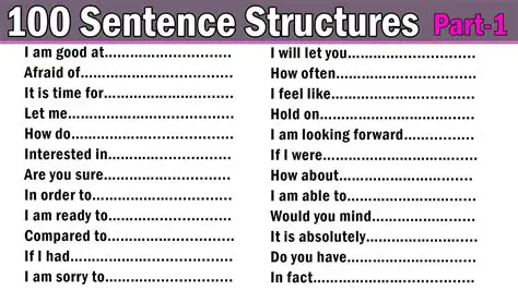 Possible Sentence Structures