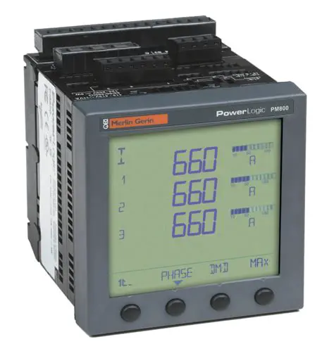 Power meter PM800 monitors the value of the power factor