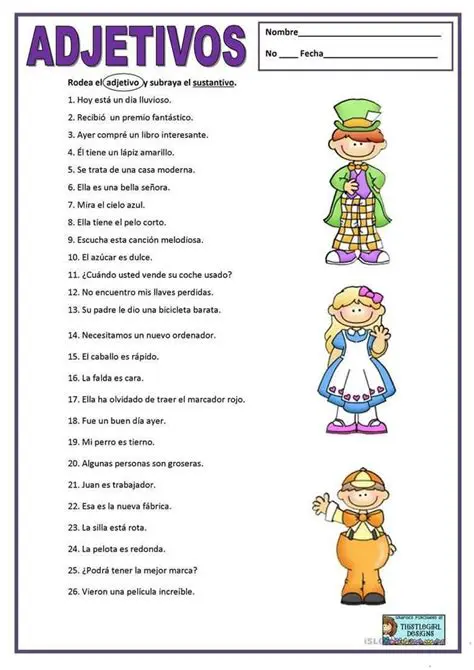 Preguntas y respuestas sobre dibujar objetos y describirlos con adjectivos