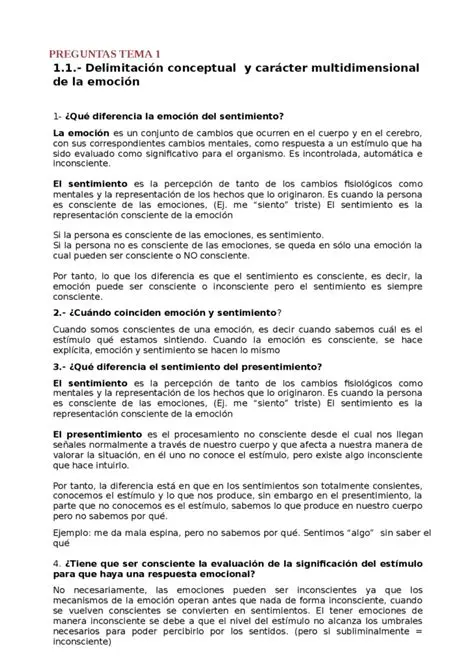 Preguntas y Respuestas sobre las Emociones