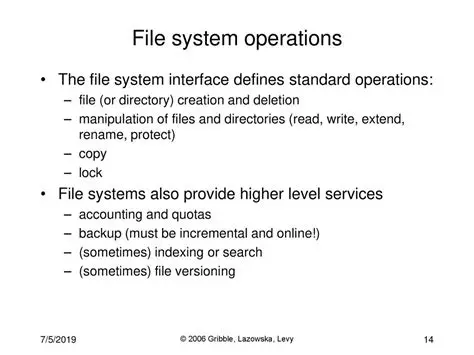 Previous file system operations