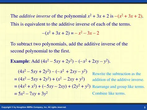 Properties of Additive Inverse of a Polynomial