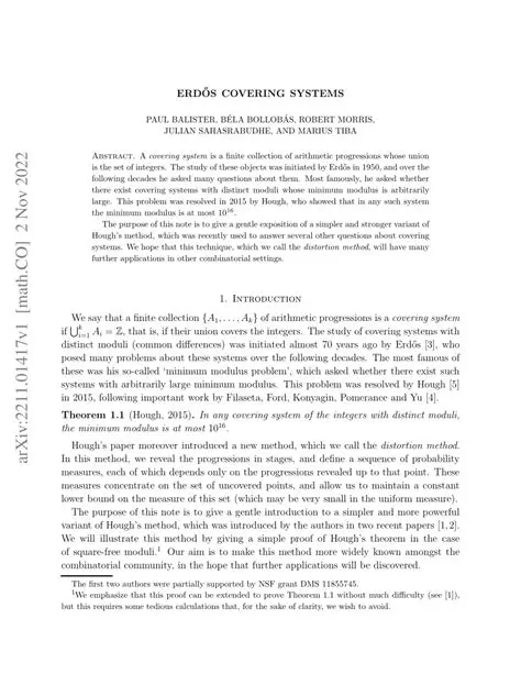 Properties of Distinct Covering Systems