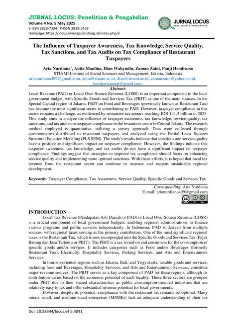 Recognize the level of knowledge of restaurant taxpayers in Medan City