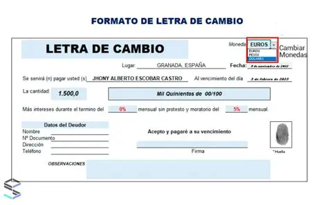 Registro de la letra de cambio