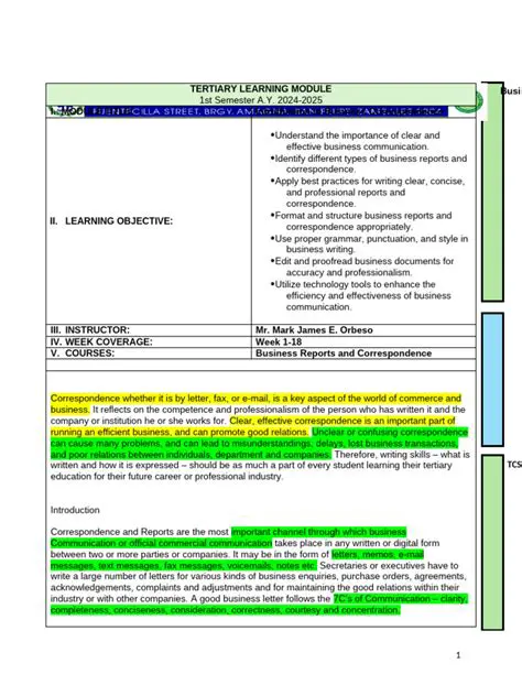 Reports and Correspondence