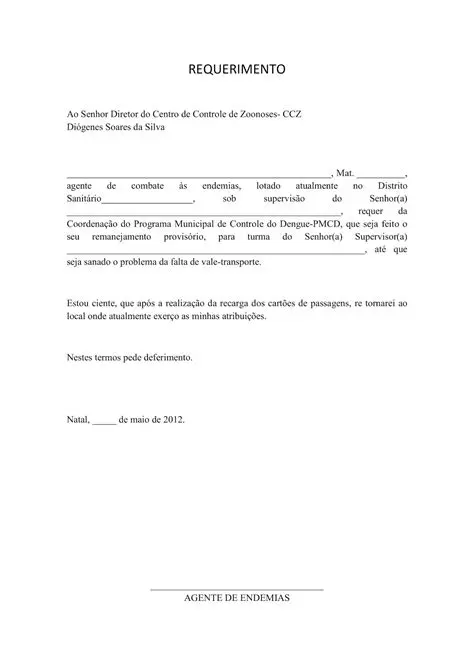 Requerimento de treinamento