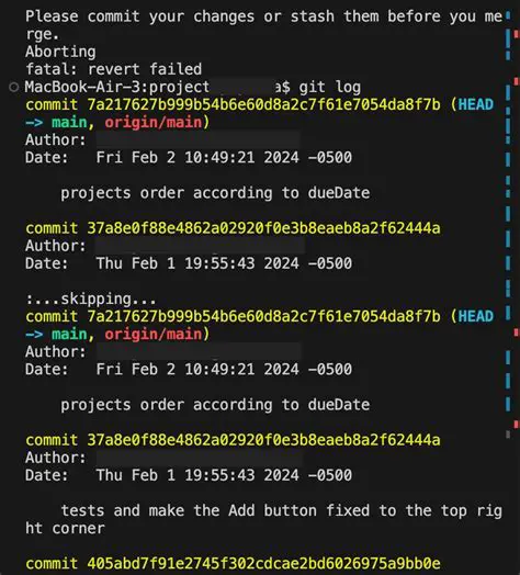 Reverting to a Previous Commit