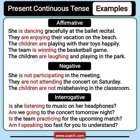 Rewriting Sentence 1 in the Present Continuous Tense