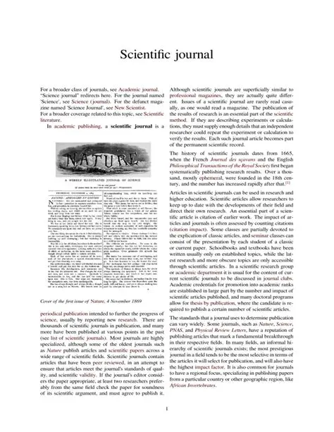 Scientific journals and publications